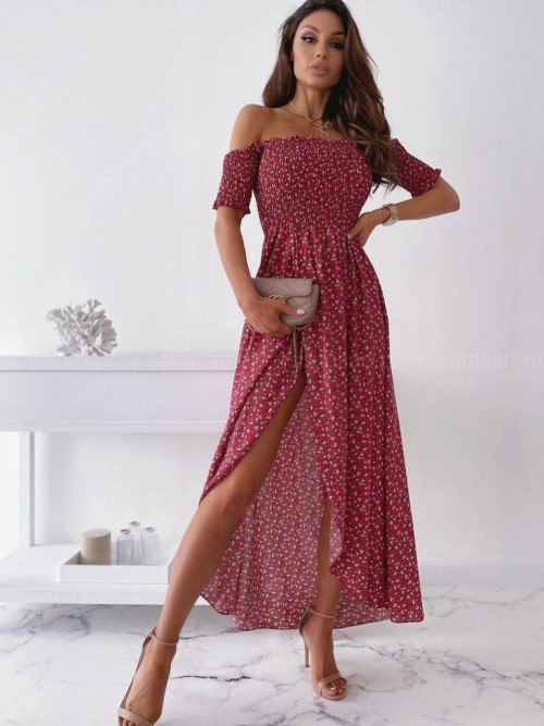 Rochie elegantă de damă în culoarea roșie - 60361