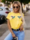 Tricou dama cu imprimeu spectaculos in galben - 6821