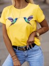 Tricou dama cu imprimeu spectaculos in galben - 6821